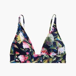 J. Crew Deep Vneck french bikini top in floral XXL